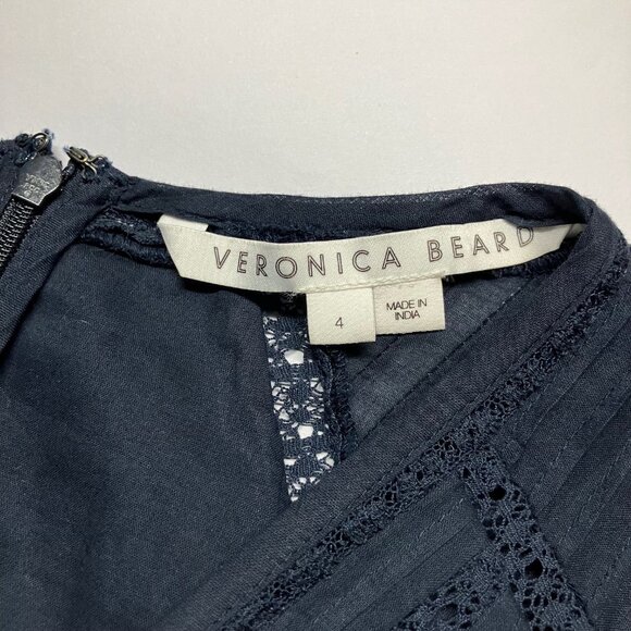 Veronica Beard Addilyn Dress Long Sleeve Navy Ink Blue Eyelet Lace Women's 4 - Picture 4 of 8